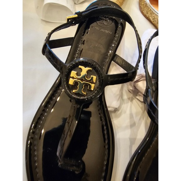 TORY BURCH Dillan Sandal in Black Patent Leather SZ 8.5 - Picture 7 of 8